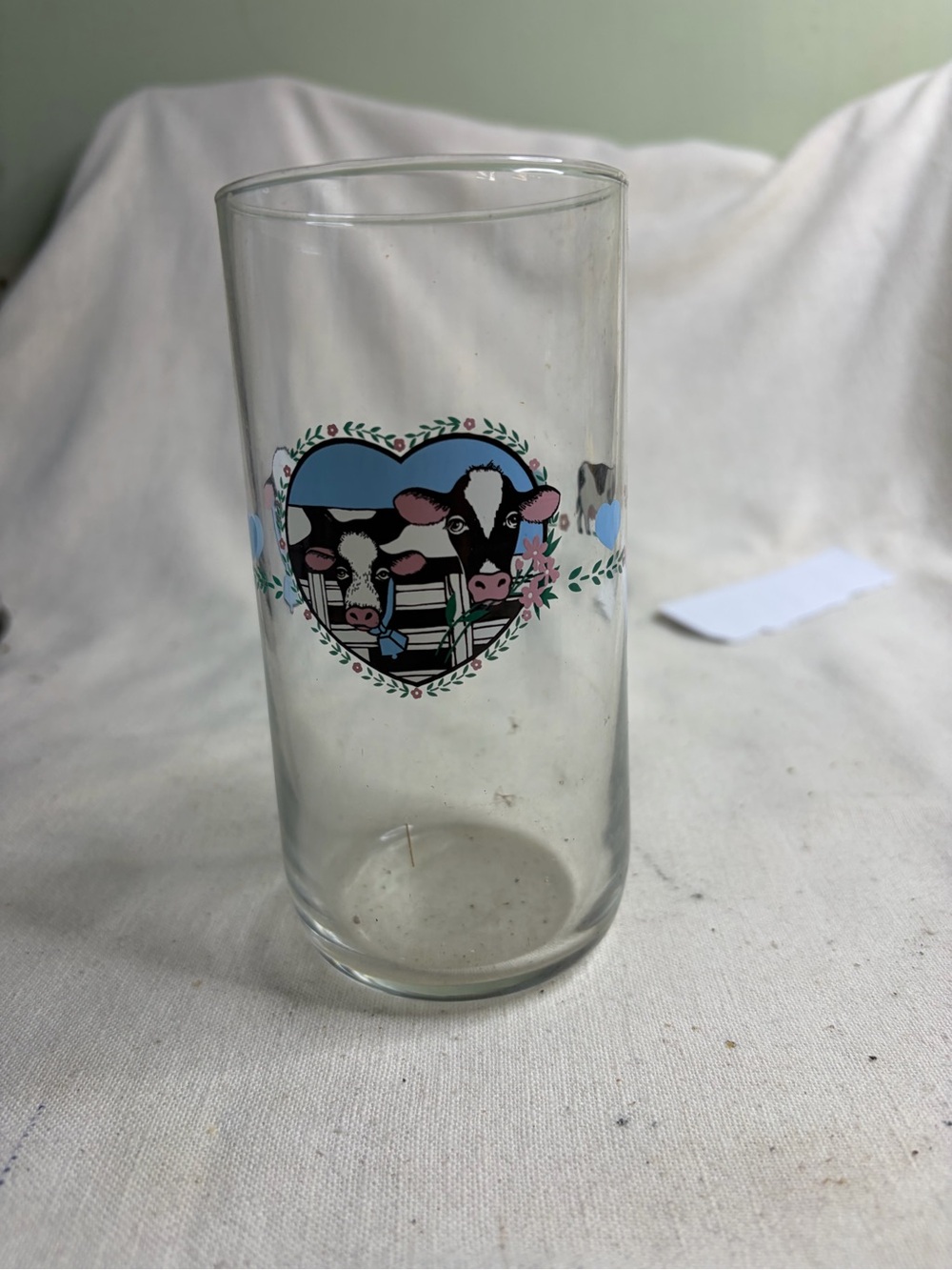 Glass Tumbler with Cow Heart Motif - Pastel Colors
